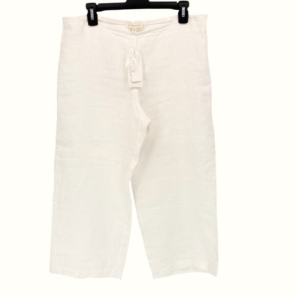 Eileen Fisher Pants - Eileen Fisher Linen Pants PM Petite Medium Wide Leg Cropped Zip Beach Lagenlook
